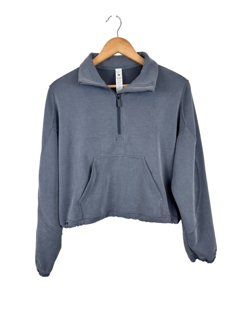 Lululemon Blue Gray Softstreme Cropped Half-Zip Pullover Sweatshirt Size 8